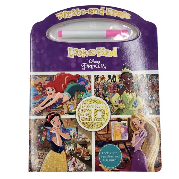 Disney Other - Disney Princess Write-and-Erase Look &‎ Find Wipe Clean Learning Board 20 Pages